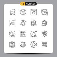 16 Creative Icons Modern Signs and Symbols of phone contact hacker communication website Editable Vector Design Elements