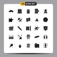 Group of 25 Modern Solid Glyphs Set for setting global business swing gear catalogue Editable Vector Design Elements