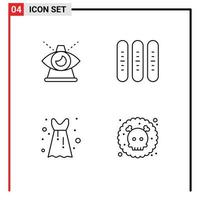 4 User Interface Line Pack of modern Signs and Symbols of business loaf of event frock Editable Vector Design Elements