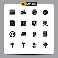 Pack of 16 Modern Solid Glyphs Signs and Symbols for Web Print Media such as document compass green instagram hand Editable Vector Design Elements