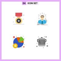 Group of 4 Modern Flat Icons Set for award business man win employee pie Editable Vector Design Elements