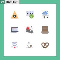 9 Thematic Vector Flat Colors and Editable Symbols of script computer cloud coding online Editable Vector Design Elements
