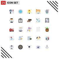 Pack of 25 Modern Flat Colors Signs and Symbols for Web Print Media such as file document optimization data knowledge Editable Vector Design Elements