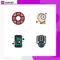 Set of 4 Vector Filledline Flat Colors on Grid for help hosting mind business proxy Editable Vector Design Elements