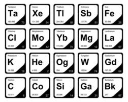 diseño de paquete de iconos de 20 tablas preiodicas de los elementos vector