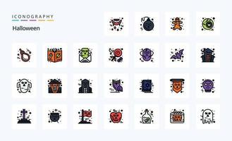 25 Halloween Line Filled Style icon pack vector