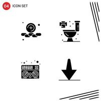 4 Thematic Vector Solid Glyphs and Editable Symbols of add arrow home midi down Editable Vector Design Elements