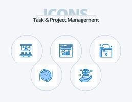 Task And Project Management Blue Icon Pack 5 Icon Design. file. web. market share. internet. chart vector