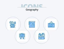 Geo Graphy Blue Icon Pack 5 Icon Design. target. map. pin. website. world vector