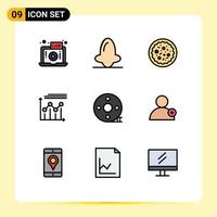 9 Creative Icons Modern Signs and Symbols of line graph nose chart restaurant Editable Vector Design Elements