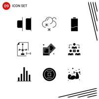 9 Creative Icons Modern Signs and Symbols of process file electricity document develop Editable Vector Design Elements