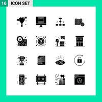 Stock Vector Icon Pack of 16 Line Signs and Symbols for location date business day workflow Editable Vector Design Elements