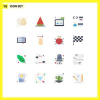 Group of 16 Flat Colors Signs and Symbols for develop app fruits help user Editable Pack of Creative Vector Design Elements