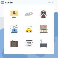 Pack of 9 Modern Flat Colors Signs and Symbols for Web Print Media such as city modern universe key time Editable Vector Design Elements