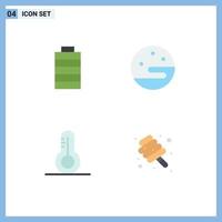 4 Thematic Vector Flat Icons and Editable Symbols of battery food moon science sweet Editable Vector Design Elements