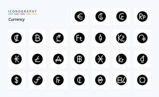 25 Currency Solid Glyph icon pack vector