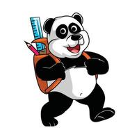 Panda Go To School Illustration vector