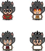 vector cute cartoon character wolf animal mascot costume set summer sale bundle collection