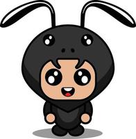 cartoon character vector illustration of cute ant animal mascot costume