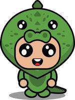 personaje de dibujos animados ilustración vectorial de lindo disfraz de mascota animal cocodrilo vector