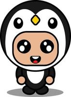 cartoon character vector illustration of cute penguin animal mascot costume