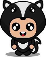 cartoon character vector illustration of cute skunk animal mascot costume