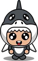 personaje de dibujos animados ilustración vectorial de lindo disfraz de mascota animal tiburón vector