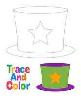 Carnival Hat tracing worksheet for kids vector