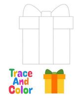 Gift Box tracing worksheet for kids vector