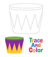 Drum tracing worksheet for kids vector