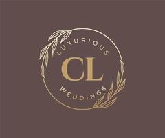 CL Initials letter Wedding monogram logos template, hand drawn modern minimalistic and floral templates for Invitation cards, Save the Date, elegant identity. vector