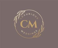 CM Initials letter Wedding monogram logos template, hand drawn modern minimalistic and floral templates for Invitation cards, Save the Date, elegant identity. vector