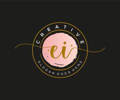 initial EI Feminine logo beauty monogram and elegant logo design, handwriting logo of initial signature, wedding, fashion, floral and botanical with creative template. vector