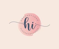 Initial HI feminine logo. Usable for Nature, Salon, Spa, Cosmetic and Beauty Logos. Flat Vector Logo Design Template Element.