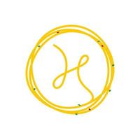 logotipo inicial de fideos circulares h vector