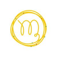 Initial M Circle Noodle Logo vector