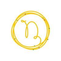 Initial N Circle Noodle Logo vector