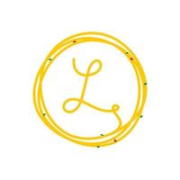 Initial L Circle Noodle Logo vector