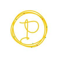 Initial P Circle Noodle Logo vector