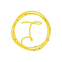 Initial T Circle Noodle Logo vector