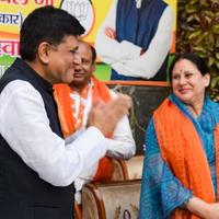 New Delhi, India - November 27 2022 - Piyush Goyal Cabinet Minister and core member of Bharatiya Janata Party BJP during a rally in support of BJP candidate ahead of MCD local body Elections 2022 photo