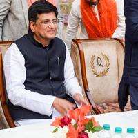 New Delhi, India - November 27 2022 - Piyush Goyal Cabinet Minister and core member of Bharatiya Janata Party BJP during a rally in support of BJP candidate ahead of MCD local body Elections 2022 photo