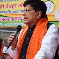 New Delhi, India - November 27 2022 - Piyush Goyal Cabinet Minister and core member of Bharatiya Janata Party BJP during a rally in support of BJP candidate ahead of MCD local body Elections 2022 photo