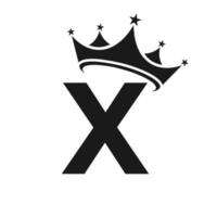 logotipo de la letra x corona para belleza, moda, estrella, elegante, signo de lujo vector