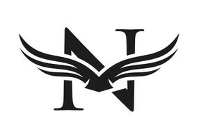 Letter N Wing Logo For Transport, Freight, Transportation Logotype Vector Template
