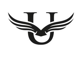 Letter U Wing Logo For Transport, Freight, Transportation Logotype Vector Template