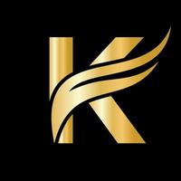 logotipo de ala de letra k para transporte, flete, plantilla de vector de logotipo de transporte