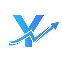 Letter Y Financial Logo With Growth Arrow. Economy Logo Sign On Alphabet vector