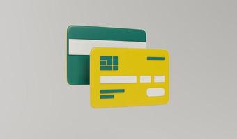 Pago en línea con tarjeta de crédito de procesamiento 3d con protección de seguridad de compras, transacción financiera de dinero para ilustración de concepto sin efectivo de banca comercial foto