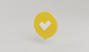 3d render check mark icon, Tick symbol for Like, correct, success, approve, Accept button concept illustration photo